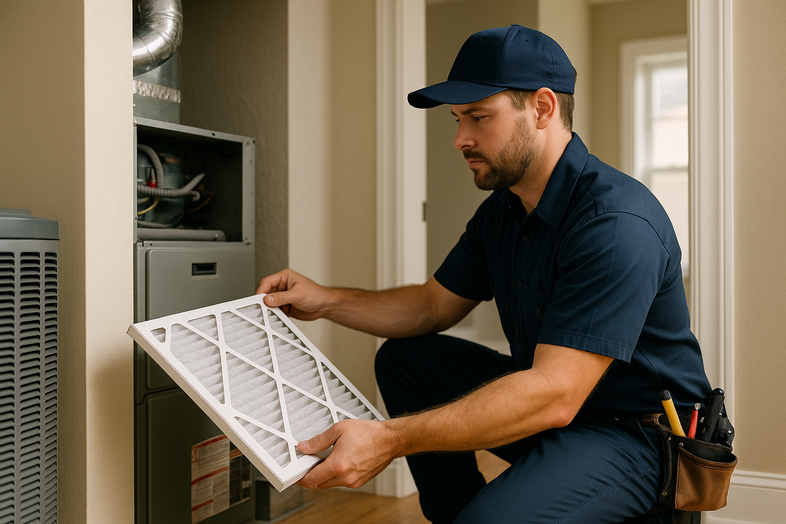 Editorial illustration depicting air filter replacement spring hill mobile