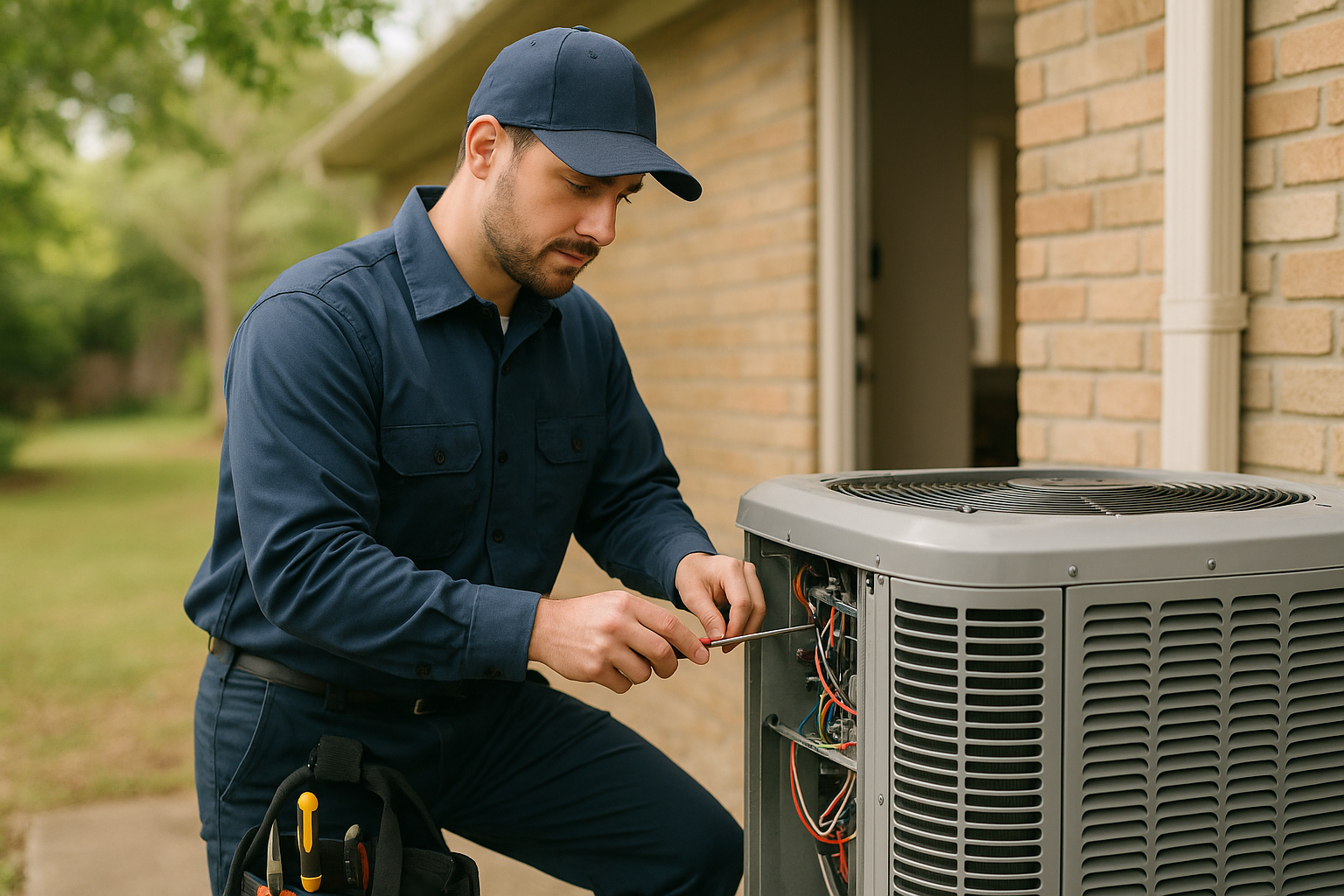 Editorial illustration depicting ac tune up downtown mobile spring