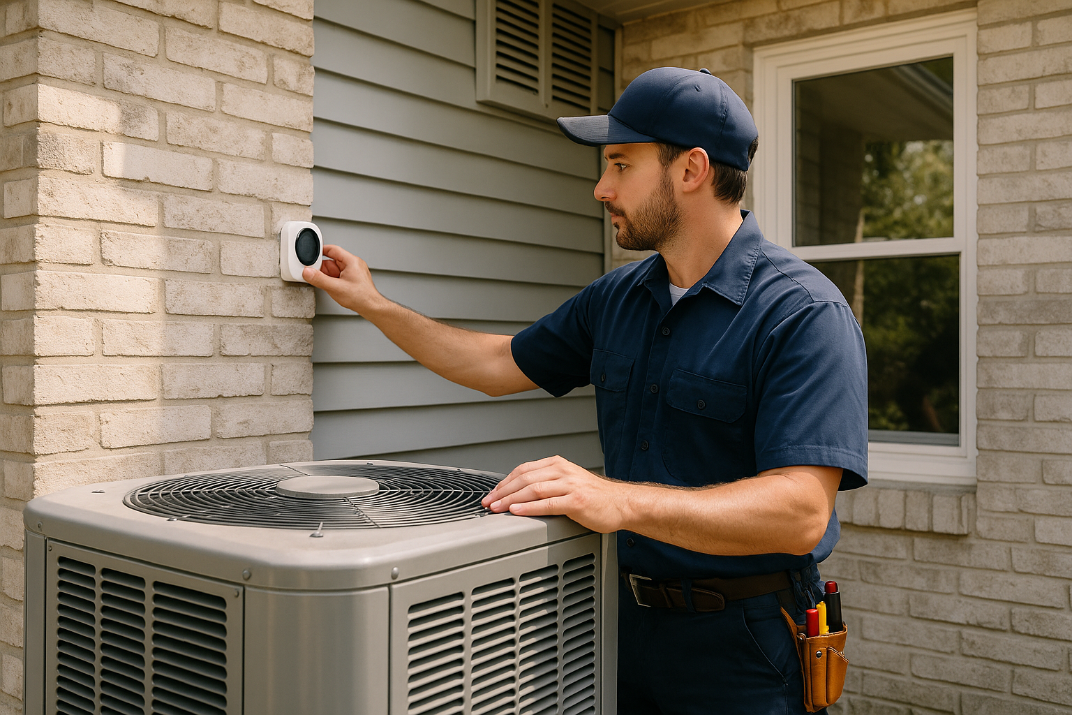 Editorial illustration depicting smart thermostat west mobile cooling costs